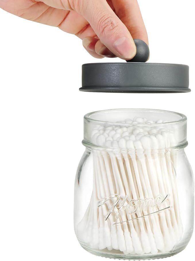 SheeChung 2 Pack Qtip Holder, Bathroom Jars, Cotton Swab Holders, Cute Mason - Image 2