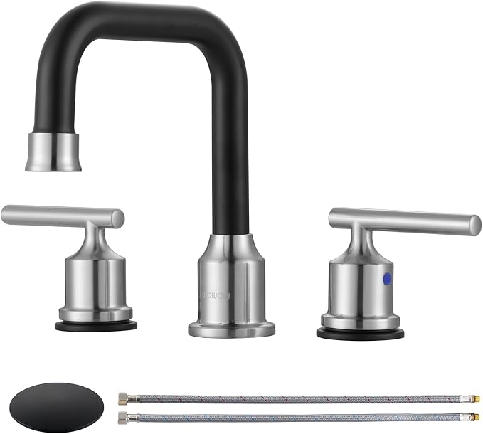 WOWOW 3 Hole Bathroom Faucet Widespread Bathroom Sink Faucet 8 inch, 3 Piece by WOWOW