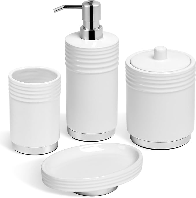 Bathroom Accessories Set 4 Pieces Ceramic Bathroom Accessory by RQYIXI