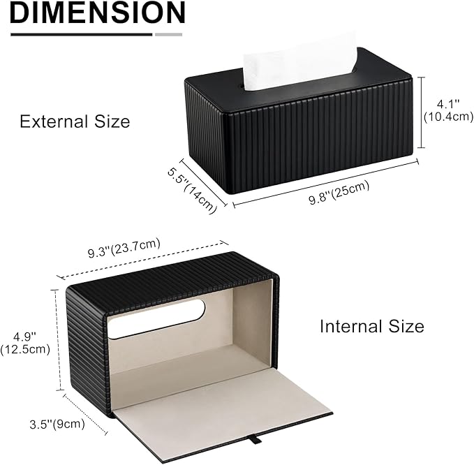 KINGFOM PU Leather Tissue Box Cover Rectangular Tissue Box Holder - Image 3