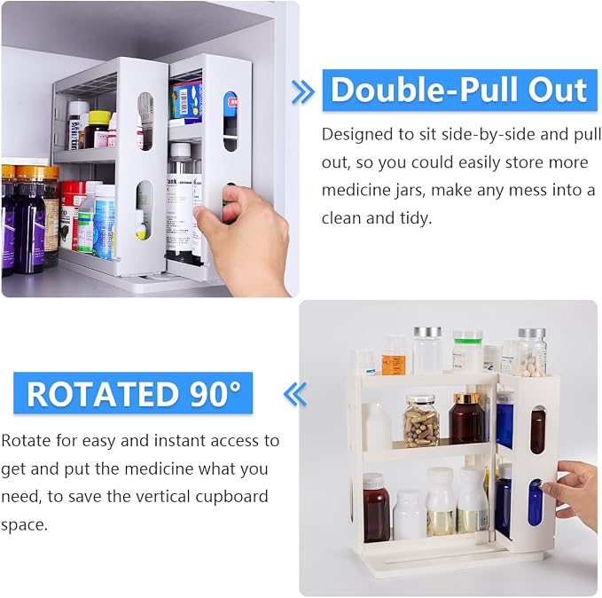 Medicine Organizer 2 Three-Decker Shelves Cabinet Storage Rack Organizer - Image 4