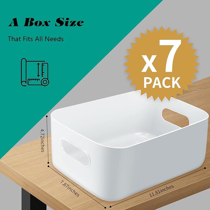OWill 7-Pack 7.2 L Plastic Storage B-ins and Baskets - Image 2