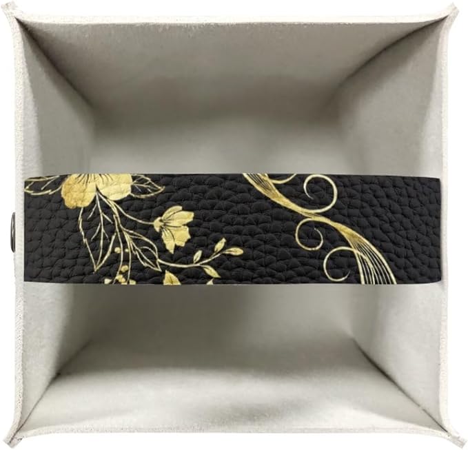 Black Marble Flower Tissue Box Holder Stylish Leather Square Tissue Box Cover - Image 3