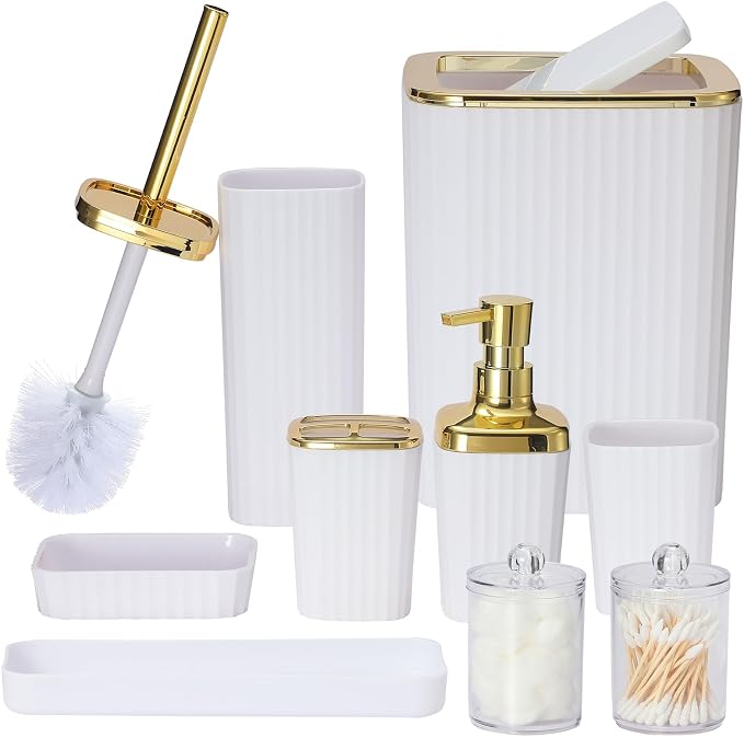 Bathroom Accessories Set, 9 Piece White Bathroom Sets Complete by Viowil