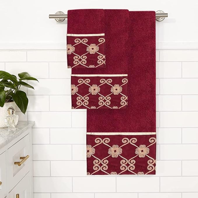 Zahari Home Elegant Rose Classic Luxury Bath Towel Set - Image 2