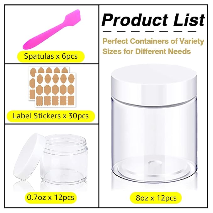 8oz Slime Containers with Lids 8 oz Plastic Jars with White Lids + 20g Sample - Image 4