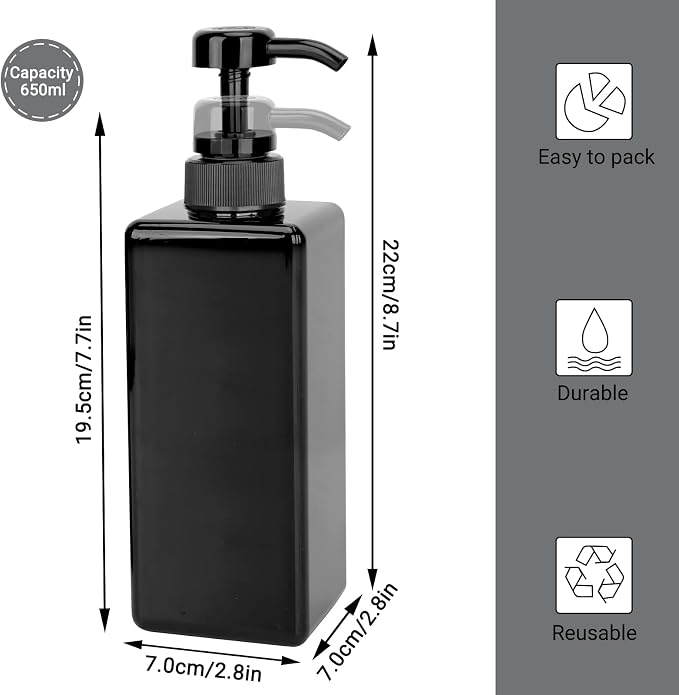 Suream 22oz/650ml Large Plastic Pump Bottles - Image 3