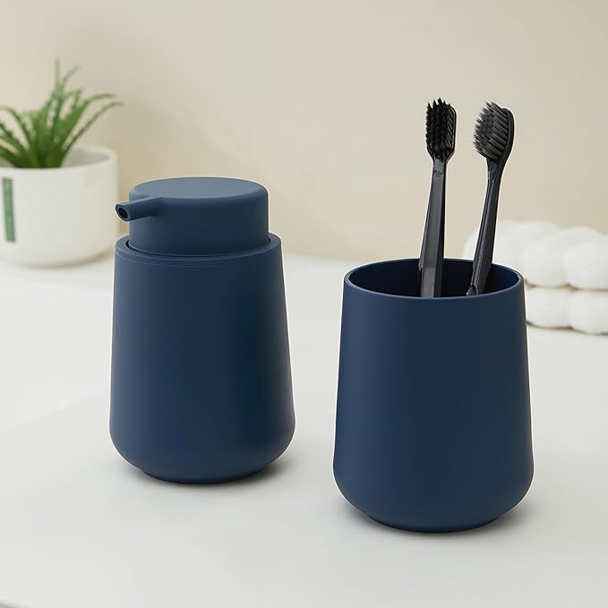 Matte Navy Blue Foaming Hand Soap Dispenser Plastic 11 oz - Image 3