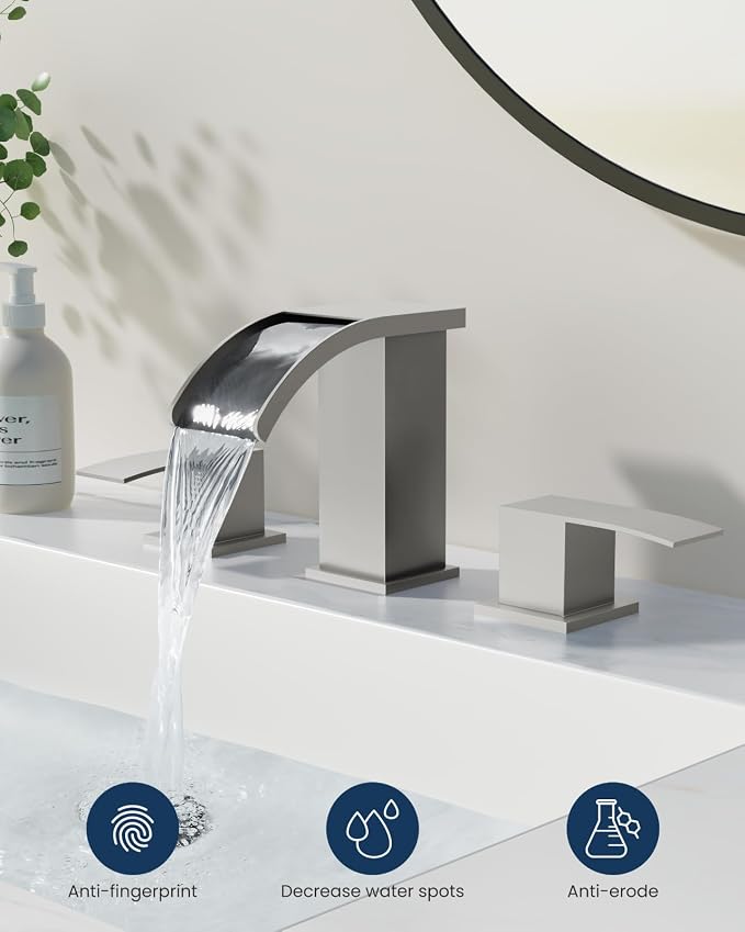 gotonovo Waterfall 8 inch Widespread Bathroom Faucet Set Bathroom Sink Faucet 3 - Image 2