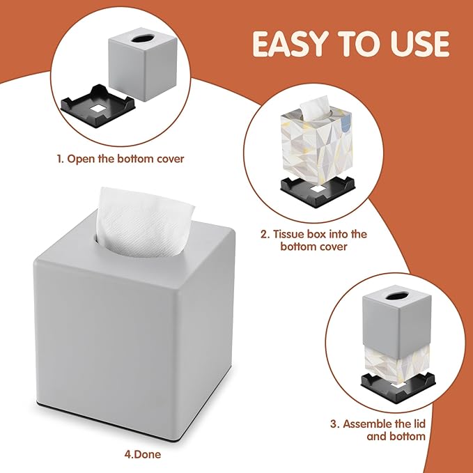 Tissue Box Cover, Square Facial Tissue Holder Storage - Image 6