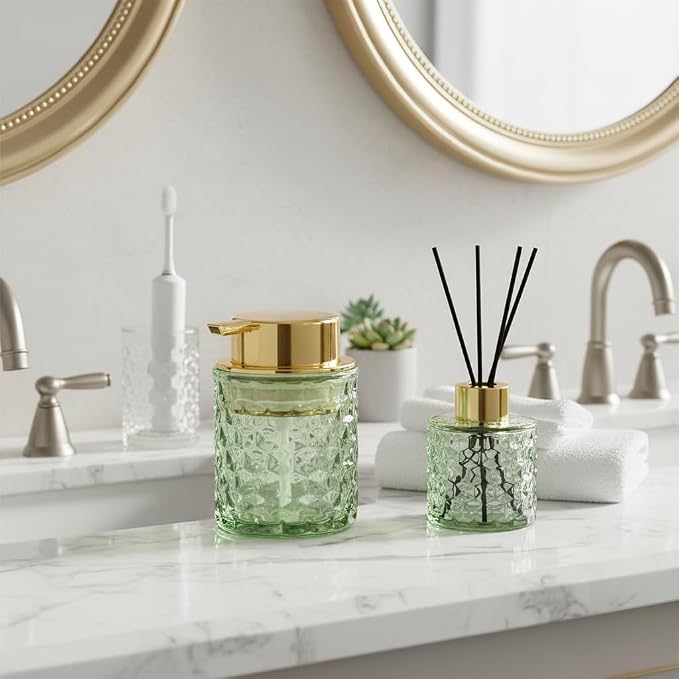 Green Foaming Soap Dispenser, Glass Soap Dispenser - Image 8