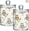 2 Pack Qtip Holder Dispenser for Cotton Ball Owl Forest Little Animal Cotton by ALAZA