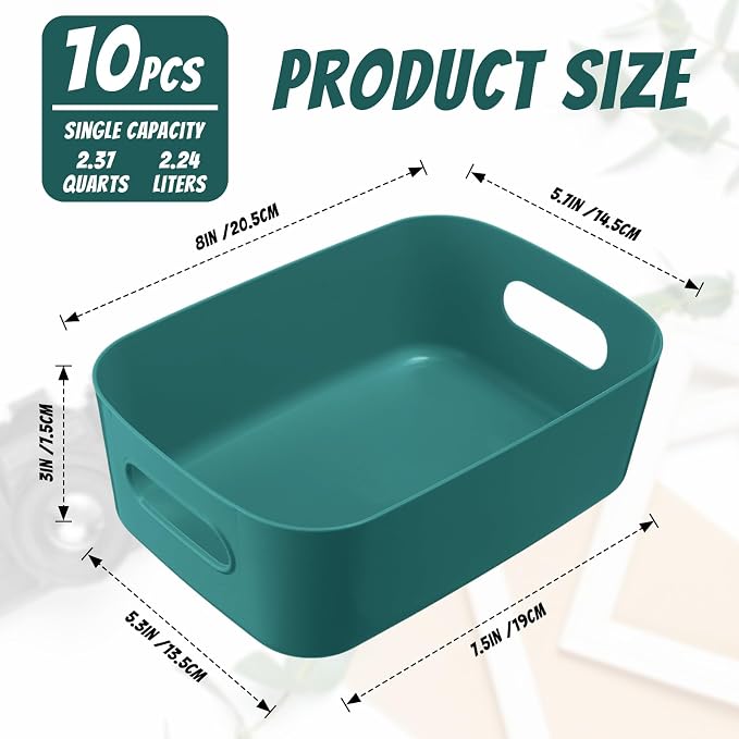 Zopeal Plastic Storage Bins 10 Pcs Green Pantry Organizer Bins Small Baskets - Image 2