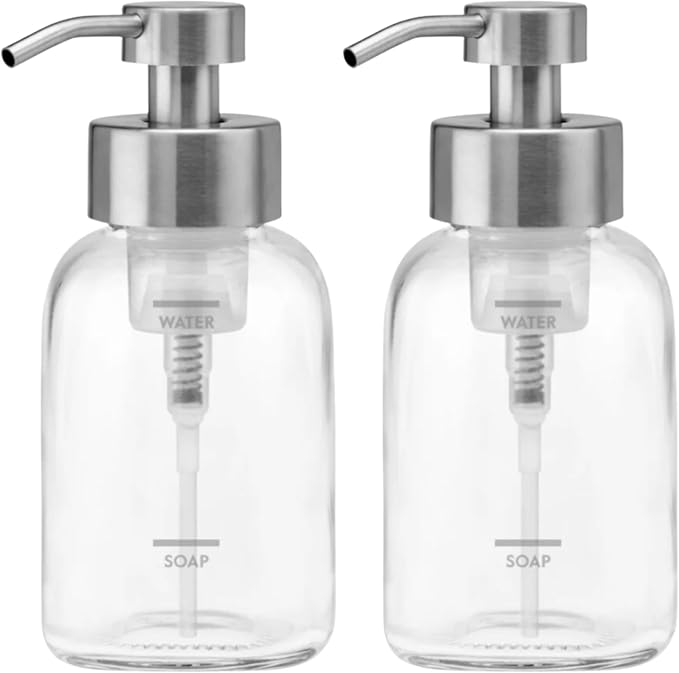 Grove Co. Foaming Soap Dispenser, 2 x Refillable Glass Bottles by GroveCo