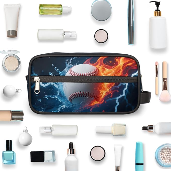 Abstract Fire Water Baseball Kids Toiletry Bag - Image 5