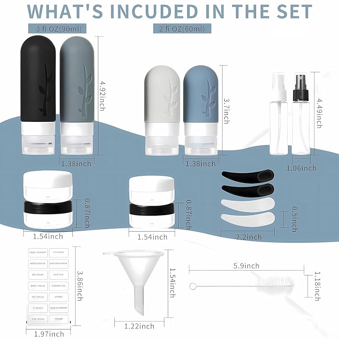 18pack Travel Bottles for Toiletries, TSA Approved Silicone Travel Containers - Image 3