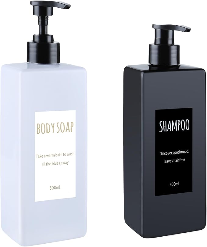 Shampoo and Conditioner Dispenser Modern Refillable Shampoo Pump Bottles by Unknown