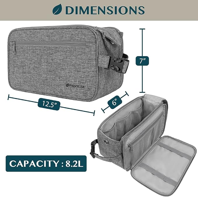 PAVILIA Toiletry Bag for Men, Travel Essentials Shaving Dopp Kit, Mens Travel - Image 4