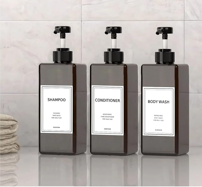 Shampoo and Conditioner Dispenser, Refillable Shampoo and Conditioner Bottles - Image 2