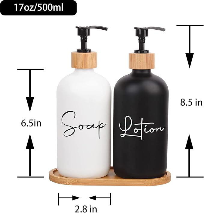 17 oz Hand Soap Dispenser Empty Glass Lotion Pump Bottles, Refillable Liquid - Image 6