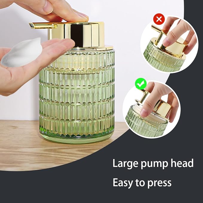 Green Foaming Soap Dispenser, Glass Foam Hand Soap Dispenser - Image 7