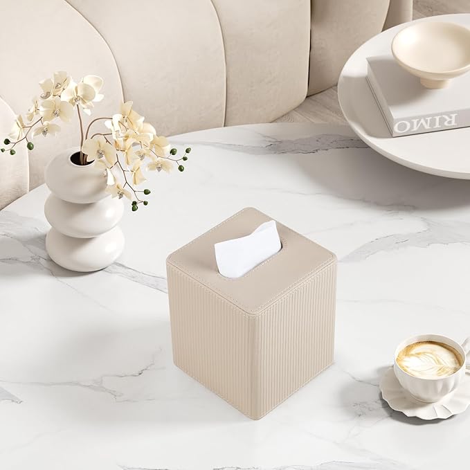 Tissue Box Cover Square with Magnetic Closure, PU Leather Tissue Box Holder - Image 5