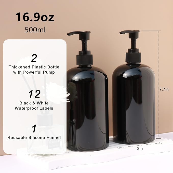 Soap Dispenser with Waterproof Labels, Thickened Plastic Hand Soap Dispenser - Image 2