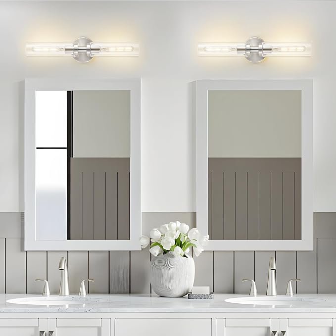 2 Light Bathroom Wall Sconces Set of 2, Modern Farmhouse Brushed Nickel - Image 6