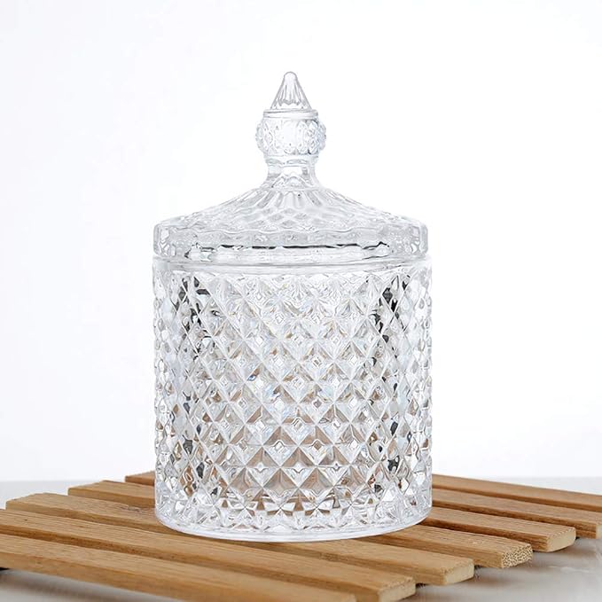 Colorful Home Decorative Jar Qtips Holder Dispenser Glass Storage Container by Unknown