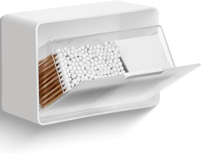Qtip Holder, Wall Mount Qtip Holder Organizer by KIMERSE
