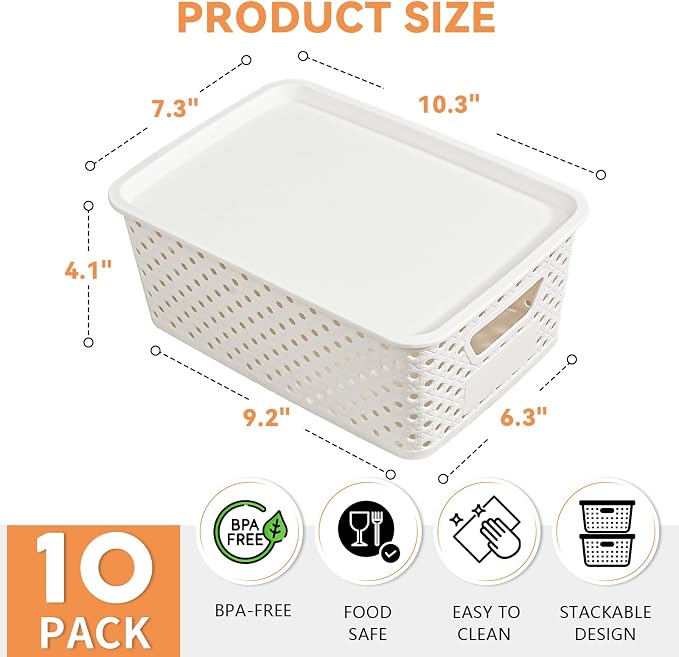 10 Pack Plastic Storage Bins - Image 2