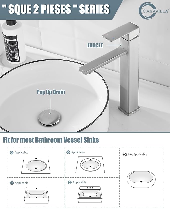 Bathroom Faucets, Brushed Bathroom Sink Faucet Set - Image 2