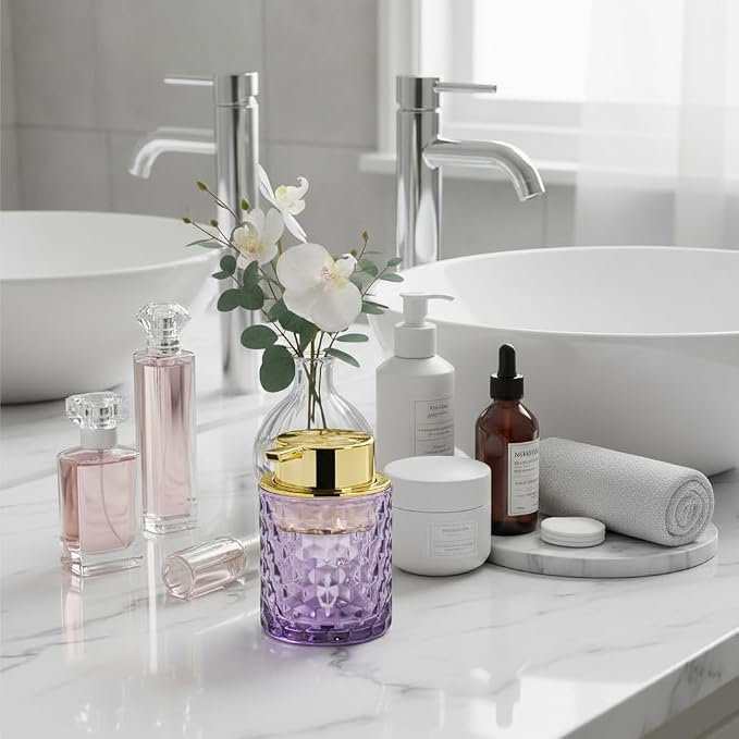 Purple Glass Foaming Soap Dispenser, Bathroom Refillable 10 Oz Foam Hand Soap - Image 3