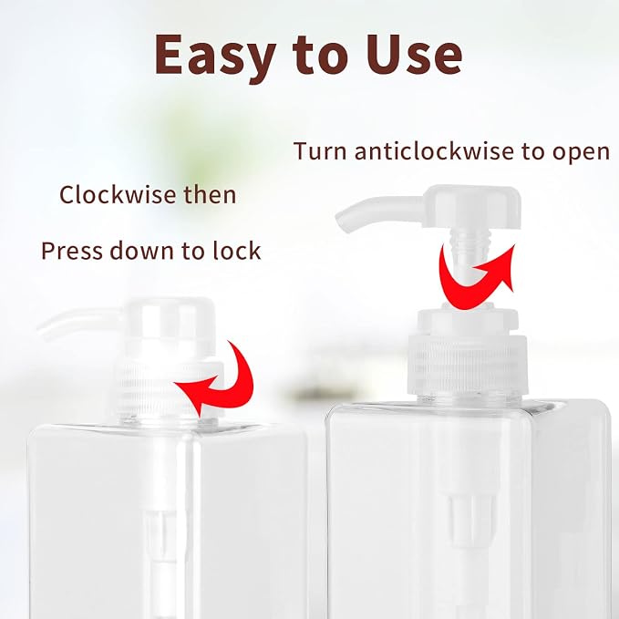 450ml Pump Bottle Dispenser Jansburg 2Pack Refillable Square Plastic Lotion - Image 8