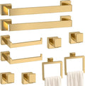 Bathroom Accessory Towel Bar Set: 10 Pieces Gold Bathroom Hardware Square by PAHSFSLLC