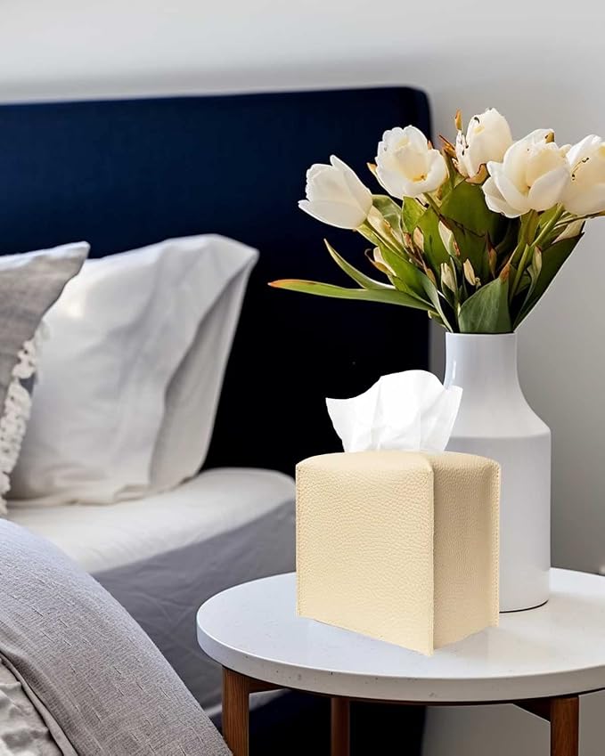 Tissue Box Cover Tissue Holder – Square Leather Tissue Box Holder - Image 7