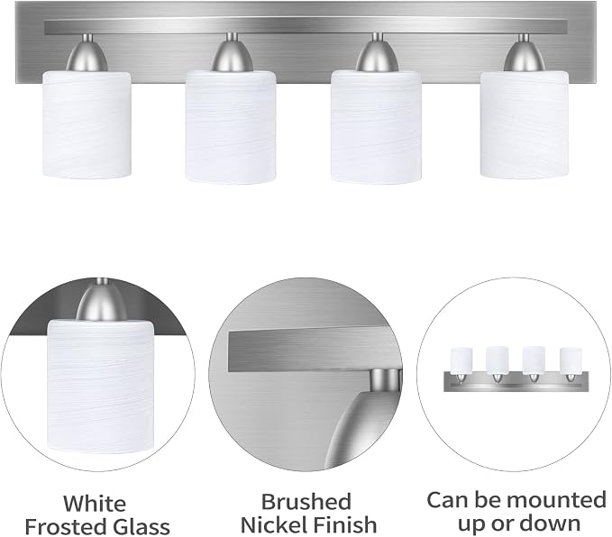 Bathroom Vanity Light Fixture, 4-Light Modern Bathroom Lights - Image 2