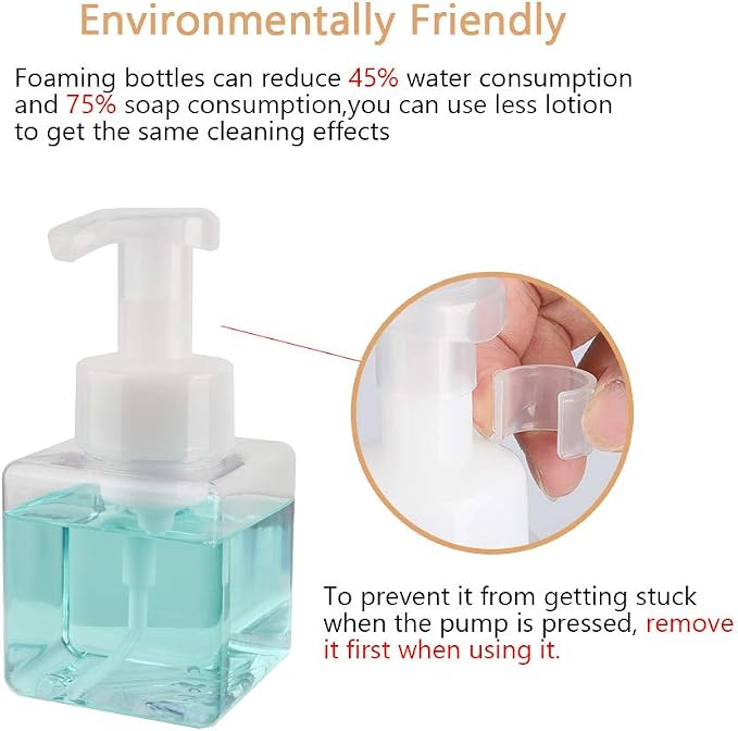 UUJOLY Foaming Soap Dispenser, 250ml Refillable Pump Bottle - Image 2