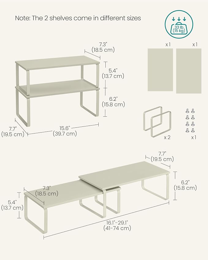 SONGMICS Cabinet Organizer Shelf, Kitchen Storage, Spice Rack, Expandable - Image 6