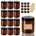 8oz Amber Plastic Jars with Lids 8 oz Plastic Containers with Lids + 20g Sample by AMORIX