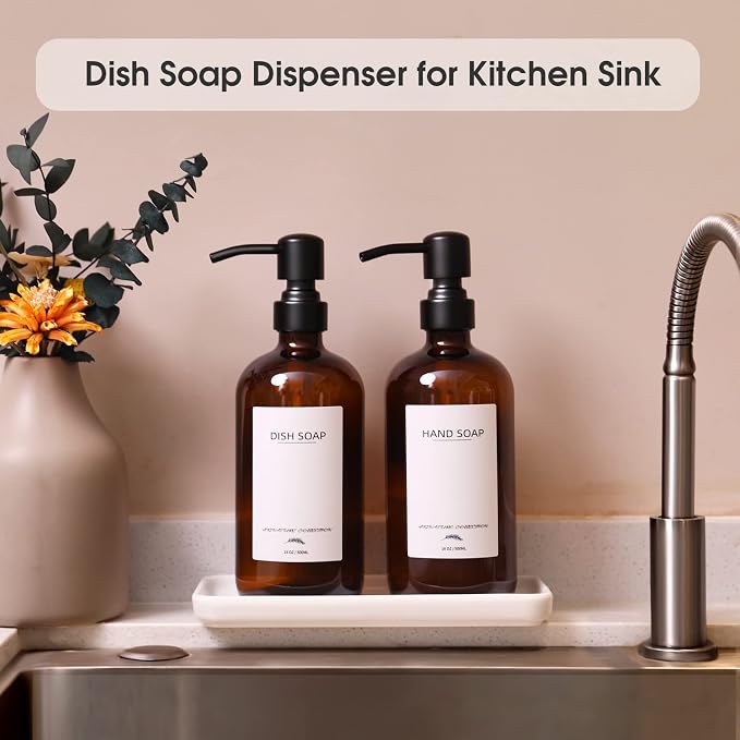 Shampoo and Conditioner Dispenser, 16.9oz Refillable Shampoo and Conditioner - Image 3