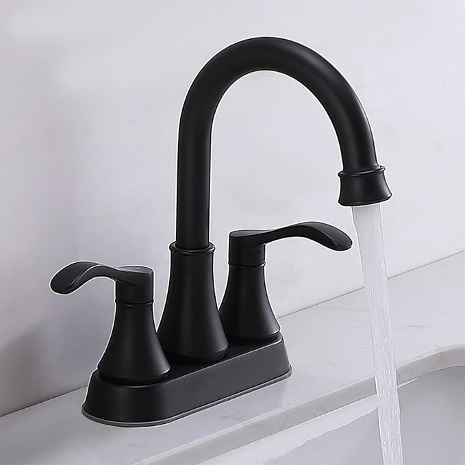 Matte Black Bathroom Sink Faucet, 2-Handle 4 Inch Centerset Lead-Free Modern by VALISY