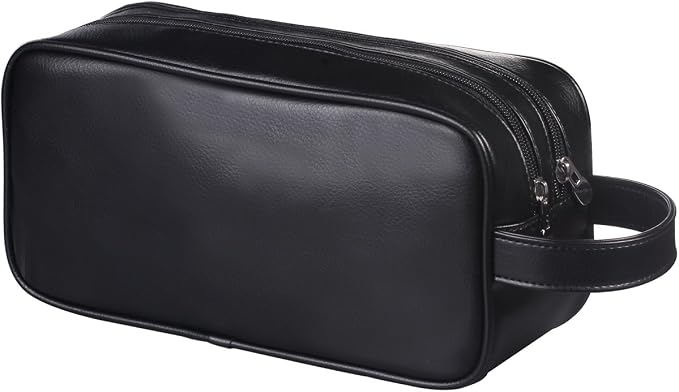HappyDavid Soft PU Leather Zipped Travel Toiletry Bag Mens Ladies Supply by HappyDavid