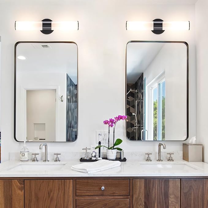 Black Wall Sconces Set of 2, Modern Sconces Wall Lighting, Bathroom Vanity - Image 3