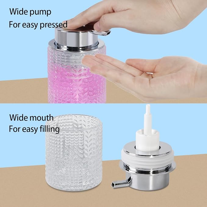 Foaming Hand Soap Dispenser, 10 oz Refillable Clear Glass Foam Soap Dispenser - Image 6