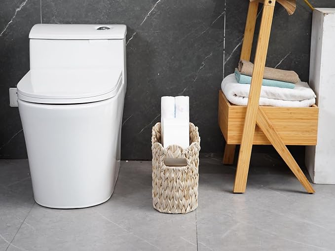 Toilet Paper Storage Basket, Boho Decorative Scalloped Baskets, Coastal - Image 9
