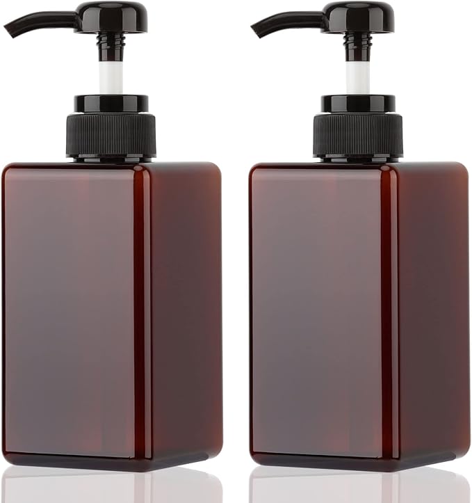 450ml Pump Bottle Dispenser Jansburg 2Pack Refillable Square Plastic Lotion by Jansburg