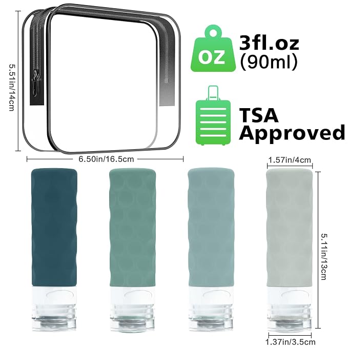 Travel Bottles for Toiletries, BPA Free Leak Proof Premium Silicone Bottles - Image 2