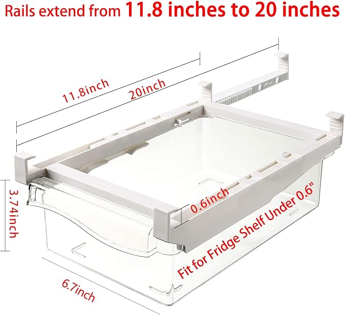 URALFA Fridge Drawer Organizer, Adjustable Refrigerator Drawers - Image 4