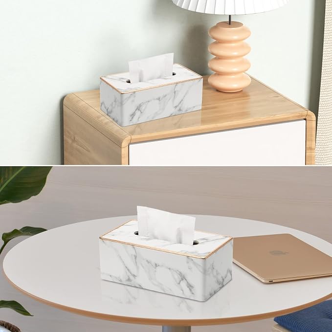 Tissue Box Cover Rectangular, PU Leather Tissue Box Holder - Image 8